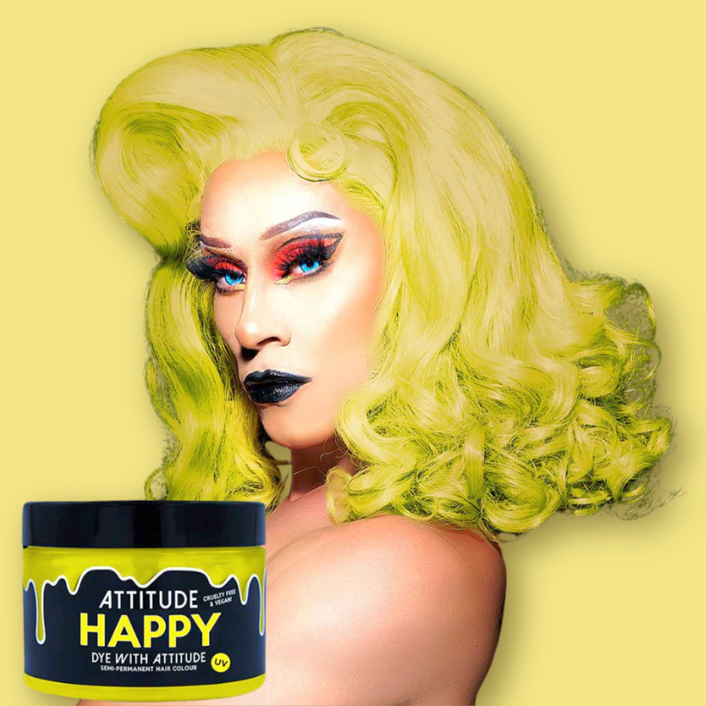 Attitude Hair Dye - Happy Neon UV Coloration semi permanente - Jaune